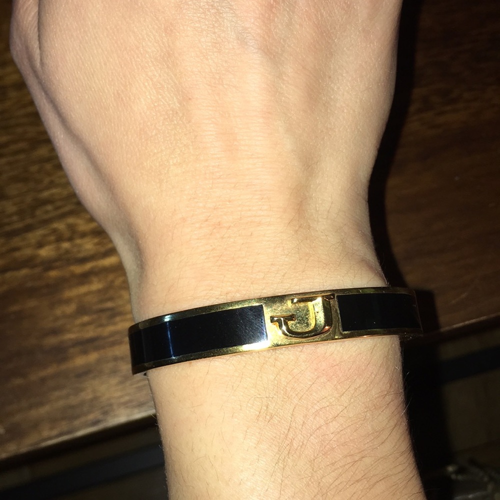 Calypso Saint Barth black & gold bangle w “J”